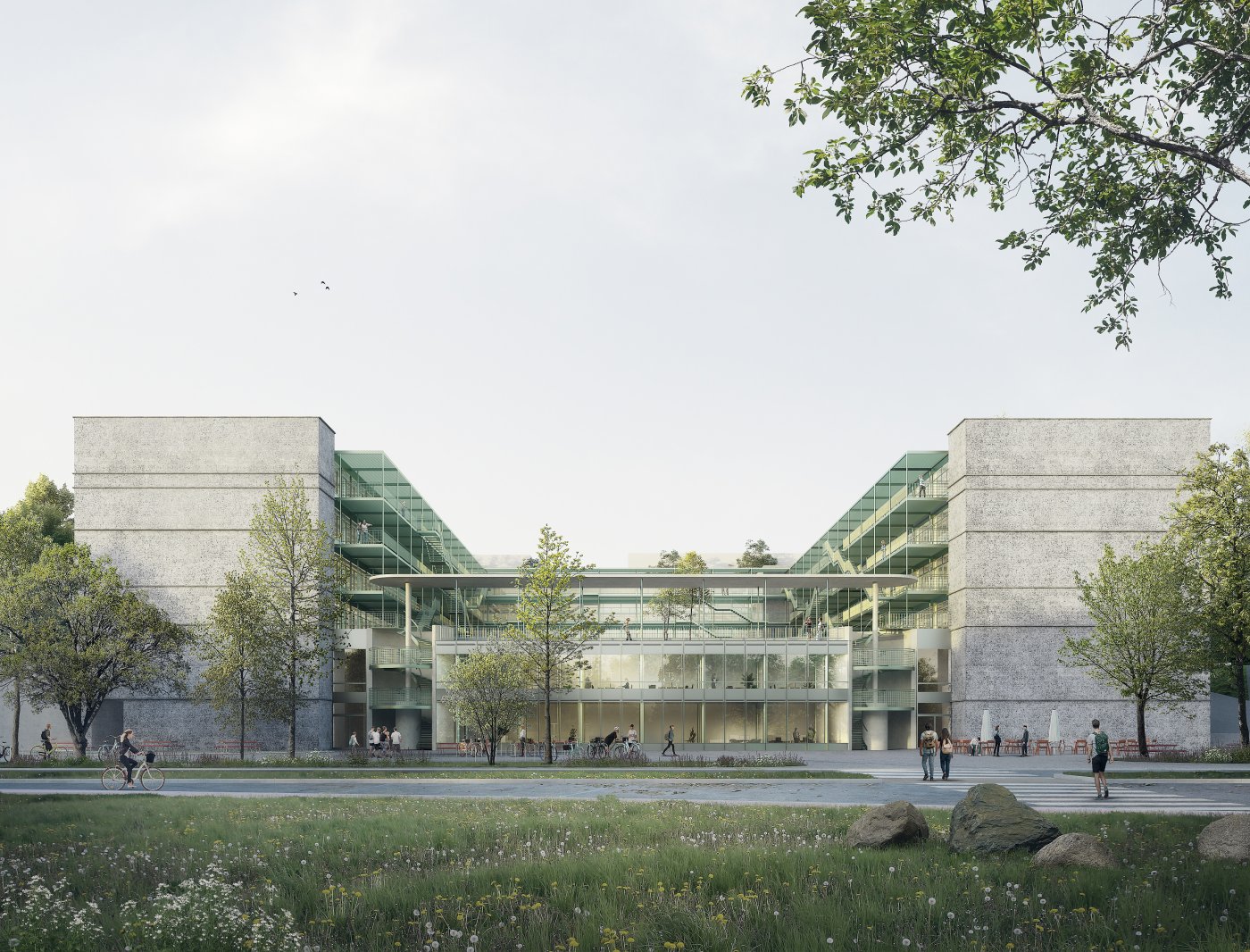 New construction of Zimmerberg Au ZH cantonal school, W&auml;denswil
